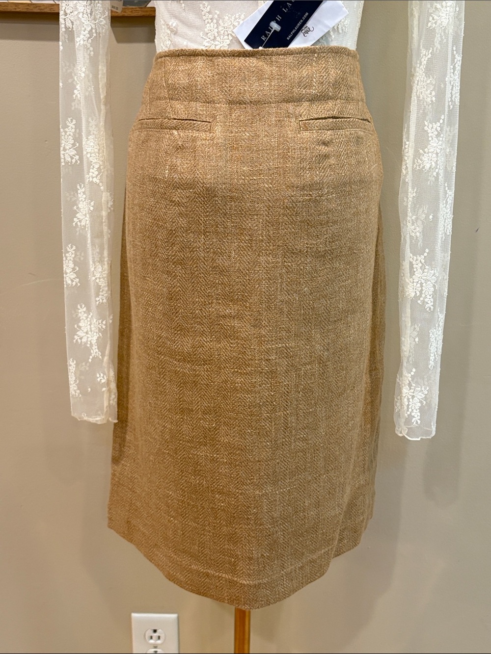 Vintage Ralph Lauren Blue Label Y2K Linen Skirt Button Detail size 6 NWT - Picture 6 of 14
